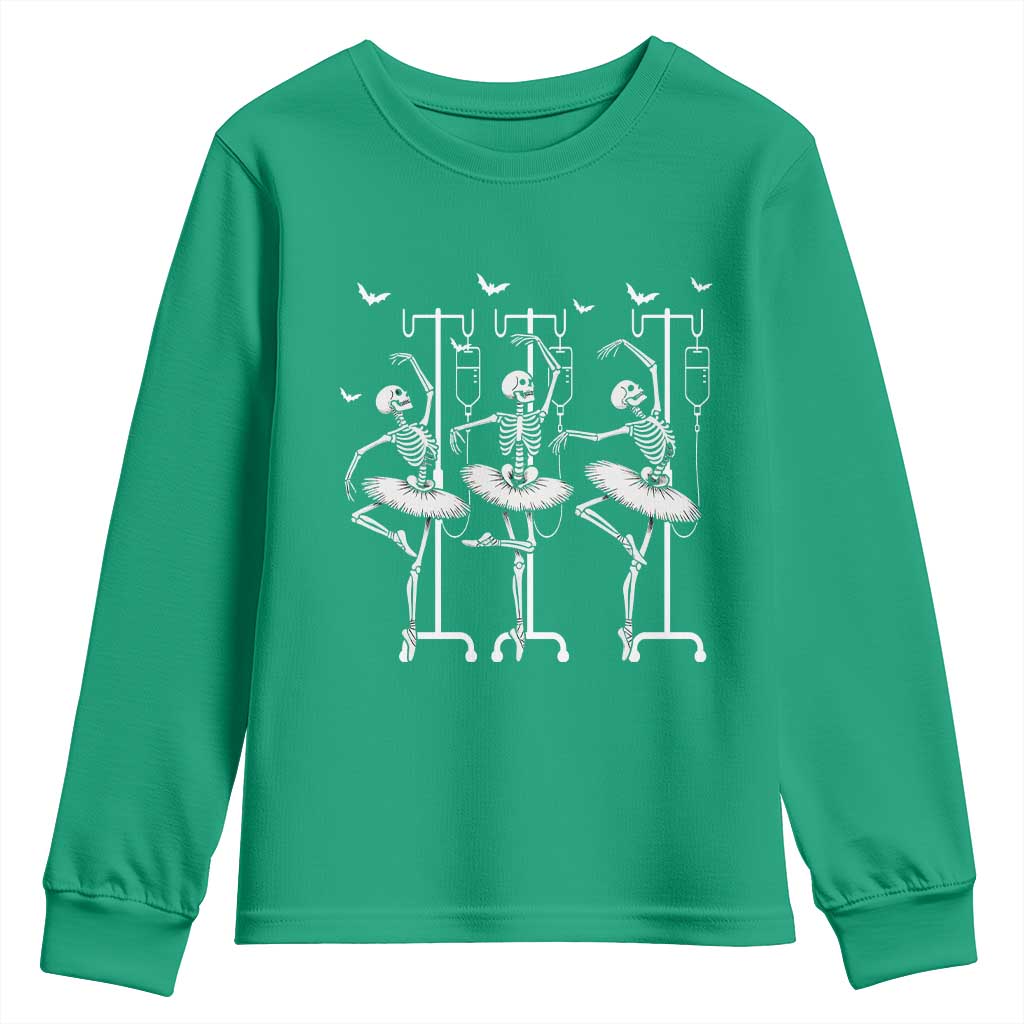 Emergency Room RN Nurse Halloween Youth Sweatshirt Dancing Skeleton - Wonder Print Shop