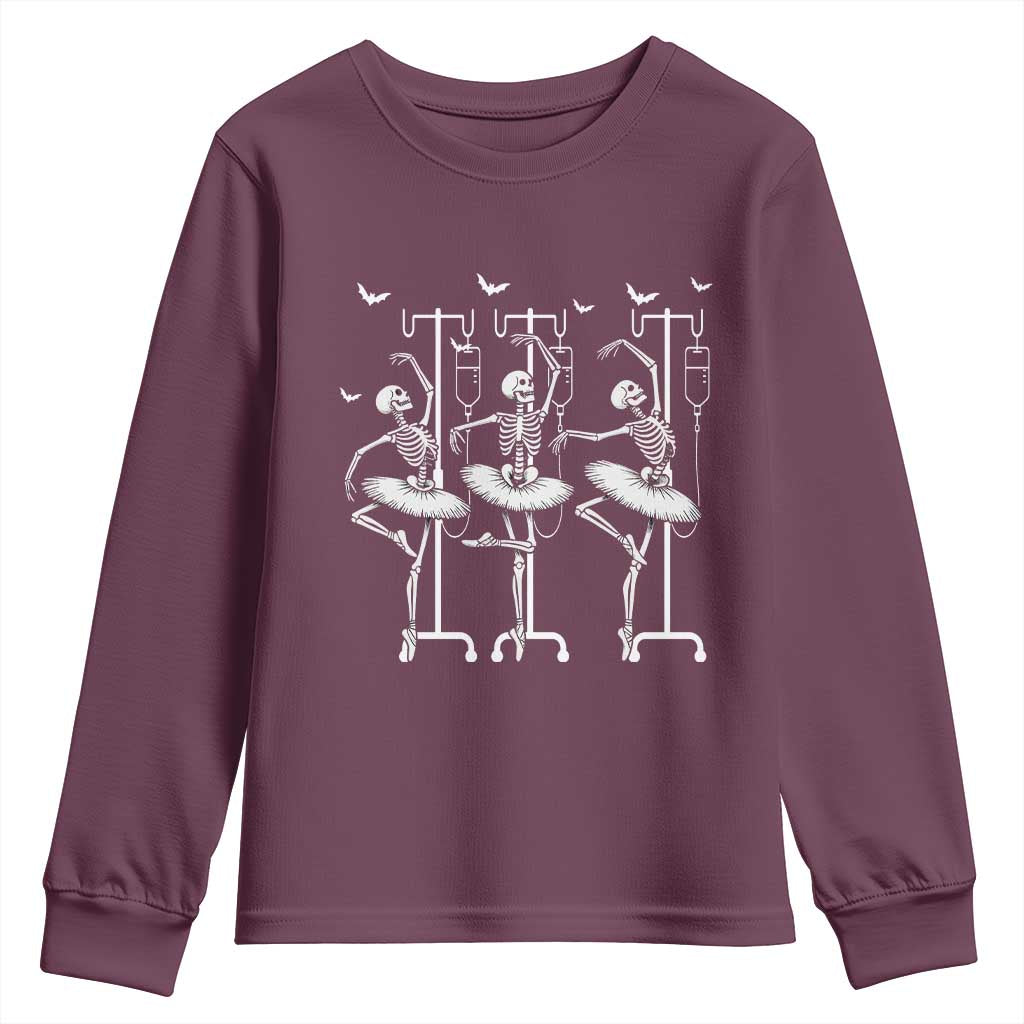 Emergency Room RN Nurse Halloween Youth Sweatshirt Dancing Skeleton - Wonder Print Shop