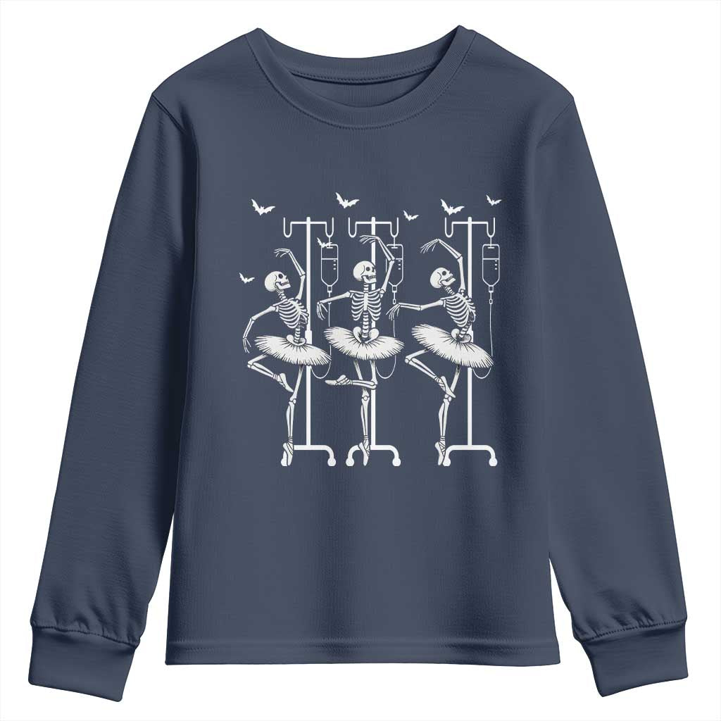 Emergency Room RN Nurse Halloween Youth Sweatshirt Dancing Skeleton - Wonder Print Shop