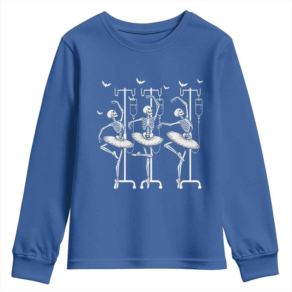 Emergency Room RN Nurse Halloween Youth Sweatshirt Dancing Skeleton - Wonder Print Shop