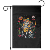 Day Of The Dead Skeleton Garden Flag Playing Guitar With Dog Mexican Festival - Wonder Print Shop