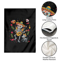 Day Of The Dead Skeleton Garden Flag Playing Guitar With Dog Mexican Festival - Wonder Print Shop