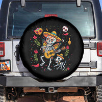 Day Of The Dead Skeleton Spare Tire Cover Playing Guitar With Dog Mexican Festival - Wonder Print Shop
