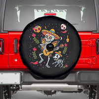 Day Of The Dead Skeleton Spare Tire Cover Playing Guitar With Dog Mexican Festival - Wonder Print Shop
