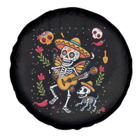 Day Of The Dead Skeleton Spare Tire Cover Playing Guitar With Dog Mexican Festival - Wonder Print Shop
