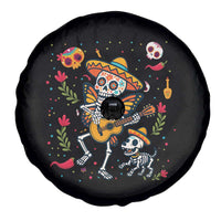 Day Of The Dead Skeleton Spare Tire Cover Playing Guitar With Dog Mexican Festival - Wonder Print Shop