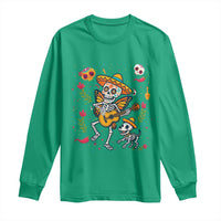 Day Of The Dead Skeleton Long Sleeve Shirt Playing Guitar With Dog Mexican Festival - Wonder Print Shop