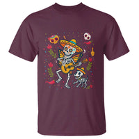Day Of The Dead Skeleton T Shirt Playing Guitar With Dog Mexican Festival - Wonder Print Shop