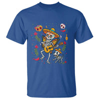 Day Of The Dead Skeleton T Shirt Playing Guitar With Dog Mexican Festival - Wonder Print Shop