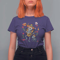 Day Of The Dead Skeleton T Shirt For Women Playing Guitar With Dog Mexican Festival - Wonder Print Shop