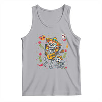 Day of the Dead Skeleton Tank Top Playing Guitar With Dog Mexican Festival - Wonder Print Shop