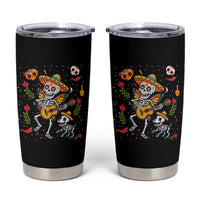 Day Of The Dead Skeleton Tumbler Cup Playing Guitar With Dog Mexican Festival