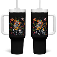 Day Of The Dead Skeleton Tumbler With Handle Playing Guitar With Dog Mexican Festival