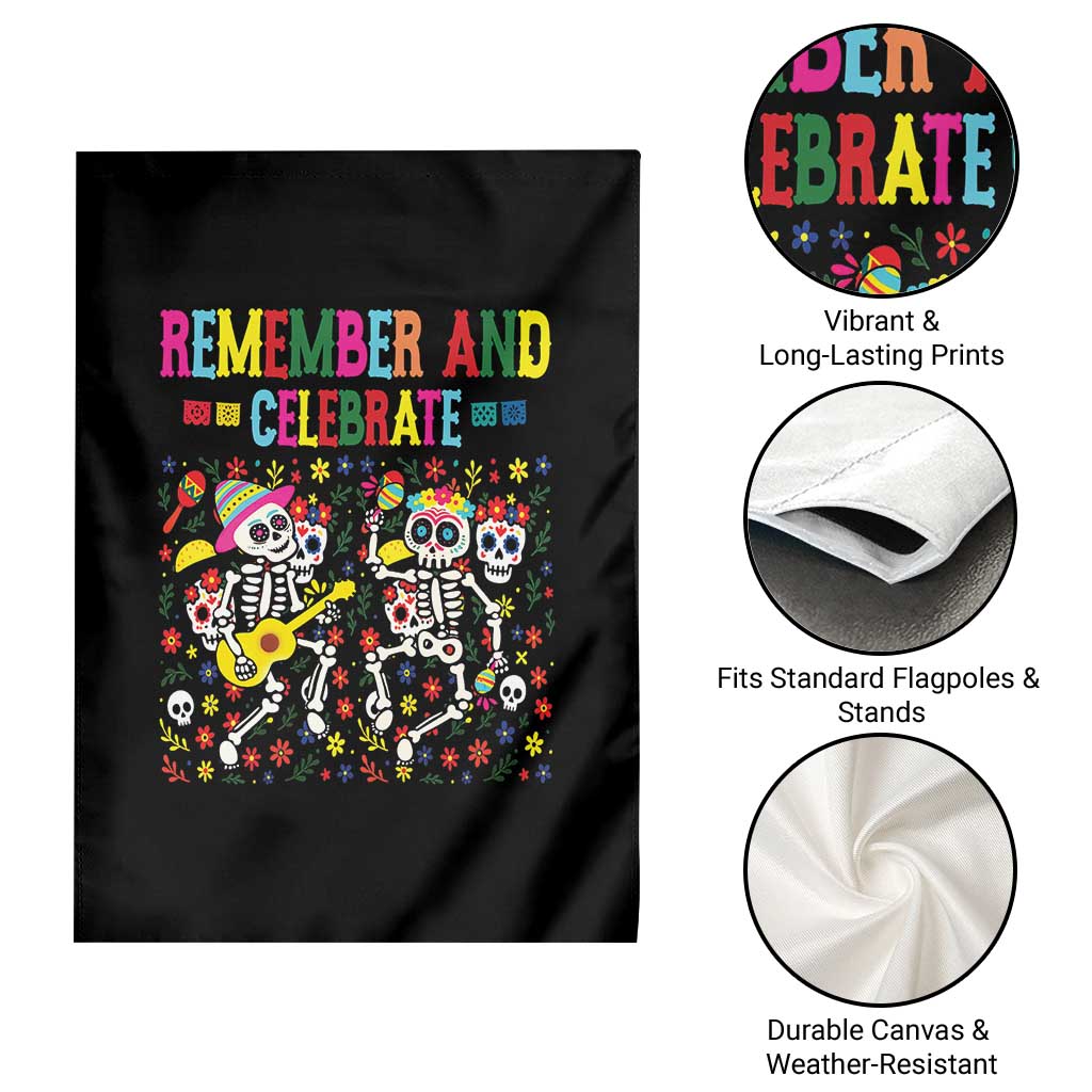Dia De Los Muertos Skeleton Garden Flag Remember And Celebrate Mexican Festival - Wonder Print Shop