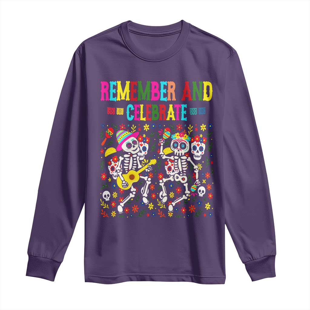 Dia De Los Muertos Skeleton Long Sleeve Shirt Remember And Celebrate Mexican Festival - Wonder Print Shop