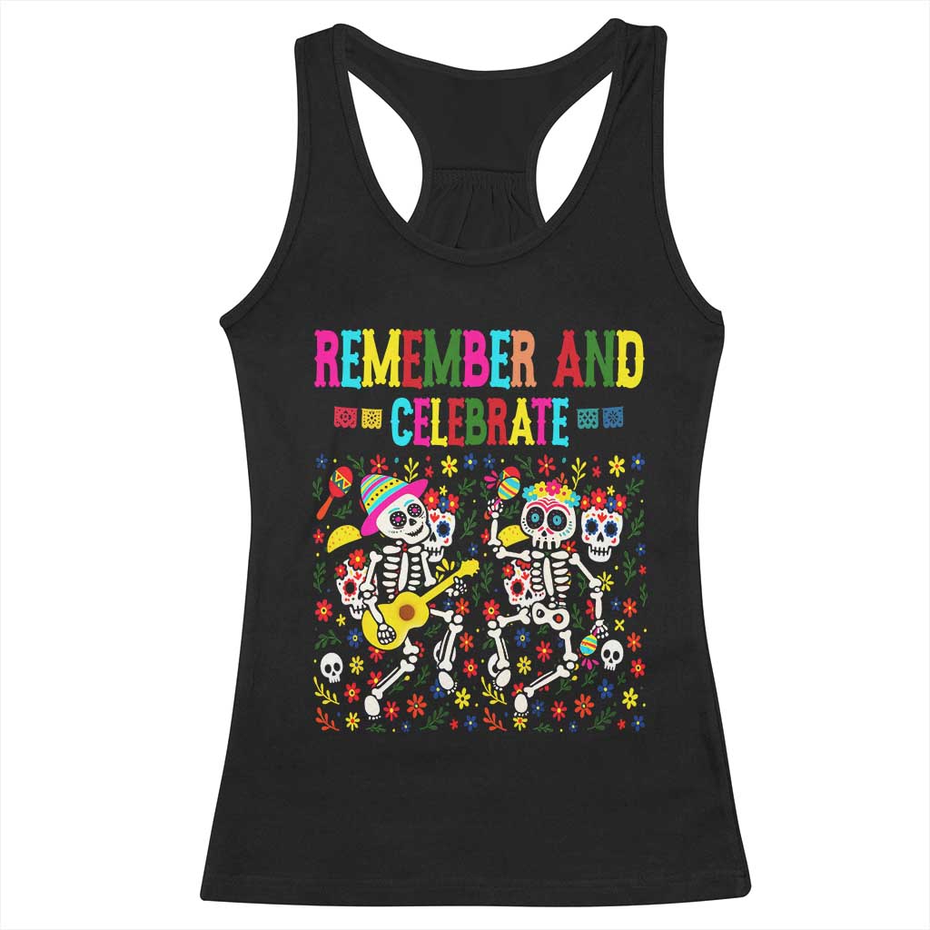 Dia De Los Muertos Skeleton Racerback Tank Top Remember And Celebrate Mexican Festival - Wonder Print Shop