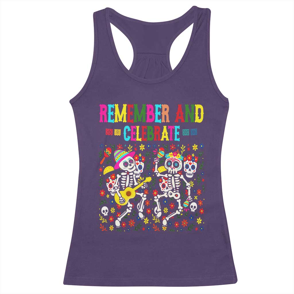 Dia De Los Muertos Skeleton Racerback Tank Top Remember And Celebrate Mexican Festival - Wonder Print Shop