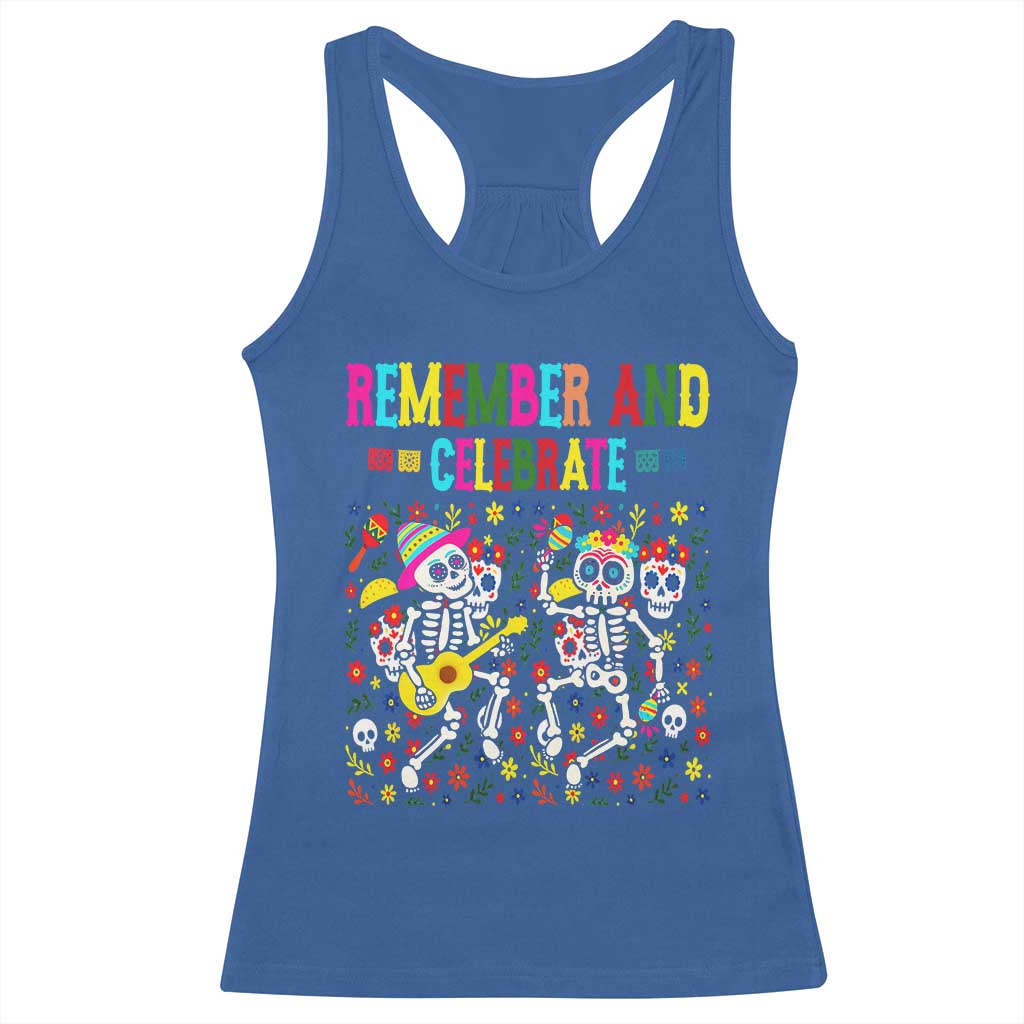 Dia De Los Muertos Skeleton Racerback Tank Top Remember And Celebrate Mexican Festival - Wonder Print Shop
