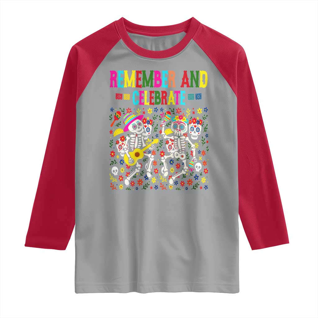 Dia De Los Muertos Skeleton Raglan Shirt Remember And Celebrate Mexican Festival - Wonder Print Shop