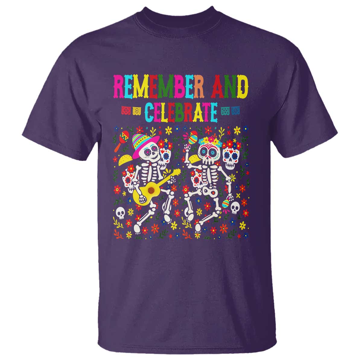 Dia De Los Muertos Skeleton T Shirt Remember And Celebrate Mexican Festival - Wonder Print Shop
