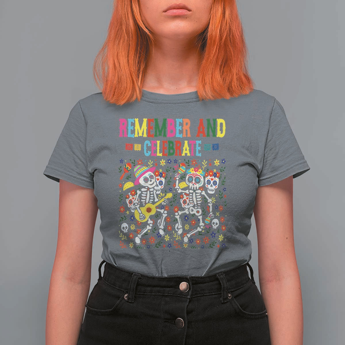 Dia De Los Muertos Skeleton T Shirt For Women Remember And Celebrate Mexican Festival - Wonder Print Shop
