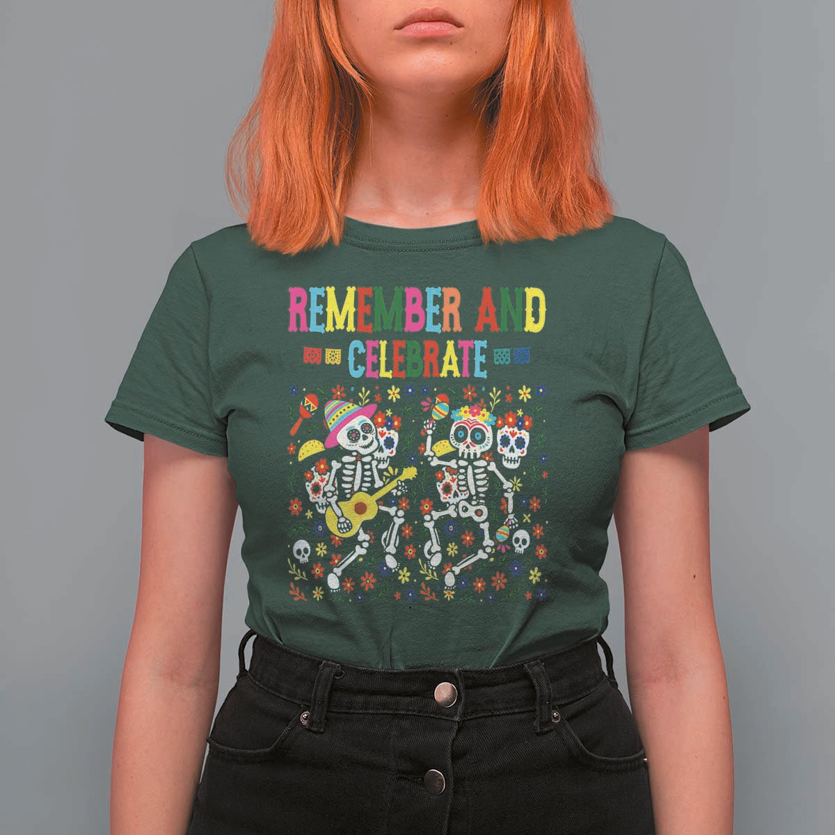Dia De Los Muertos Skeleton T Shirt For Women Remember And Celebrate Mexican Festival - Wonder Print Shop
