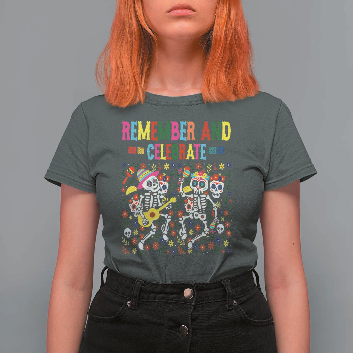 Dia De Los Muertos Skeleton T Shirt For Women Remember And Celebrate Mexican Festival - Wonder Print Shop