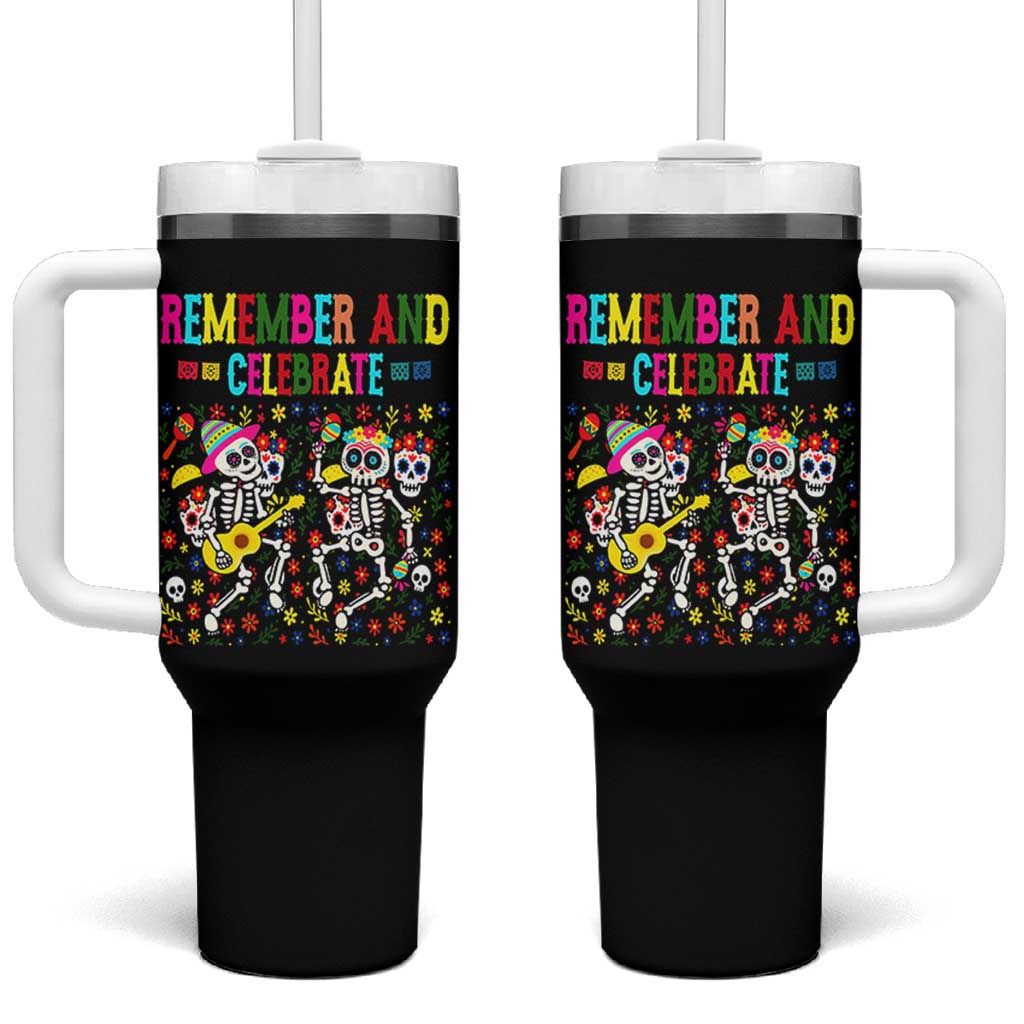 Dia De Los Muertos Skeleton Tumbler With Handle Remember And Celebrate Mexican Festival
