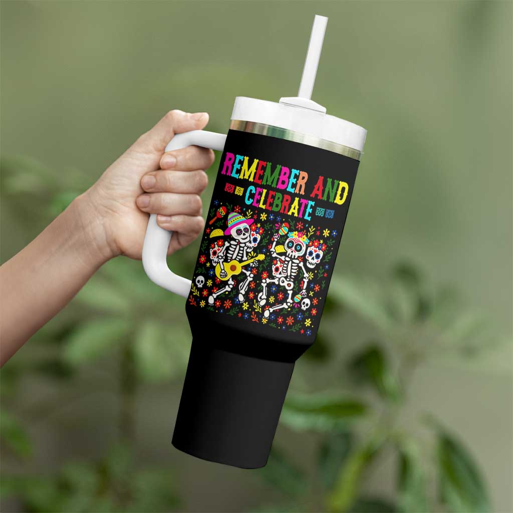 Dia De Los Muertos Skeleton Tumbler With Handle Remember And Celebrate Mexican Festival