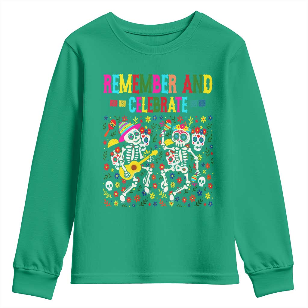 Dia De Los Muertos Skeleton Youth Sweatshirt Remember And Celebrate Mexican Festival - Wonder Print Shop