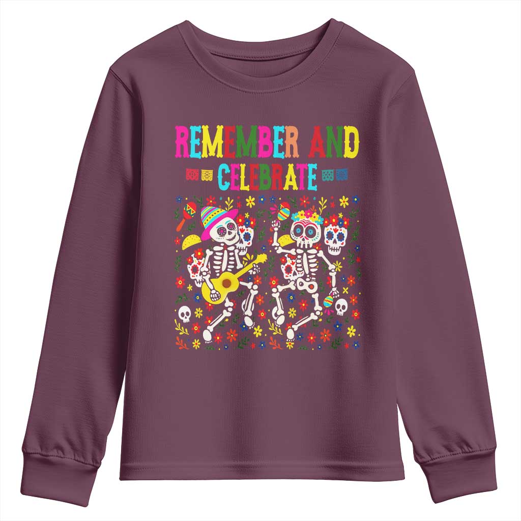 Dia De Los Muertos Skeleton Youth Sweatshirt Remember And Celebrate Mexican Festival - Wonder Print Shop