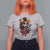 Day Of The Dead Latina T Shirt For Women Cute Girl With Skeleton Kitten Floral Skull - Wonder Print Shop