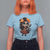 Day Of The Dead Latina T Shirt For Women Cute Girl With Skeleton Kitten Floral Skull - Wonder Print Shop