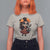 Day Of The Dead Latina T Shirt For Women Cute Girl With Skeleton Kitten Floral Skull - Wonder Print Shop