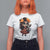 Day Of The Dead Latina T Shirt For Women Cute Girl With Skeleton Kitten Floral Skull - Wonder Print Shop