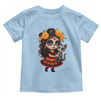 Day Of The Dead Latina Toddler T Shirt Cute Girl With Skeleton Kitten Floral Skull - Wonder Print Shop