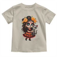 Day Of The Dead Latina Toddler T Shirt Cute Girl With Skeleton Kitten Floral Skull - Wonder Print Shop