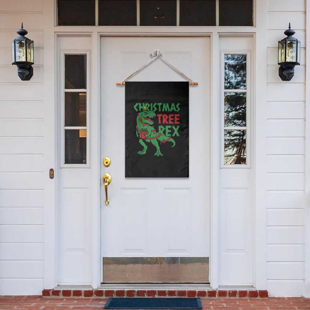 Christmas Dinosaur Garden Flag Funny Tree Rex Xmas Light - Wonder Print Shop