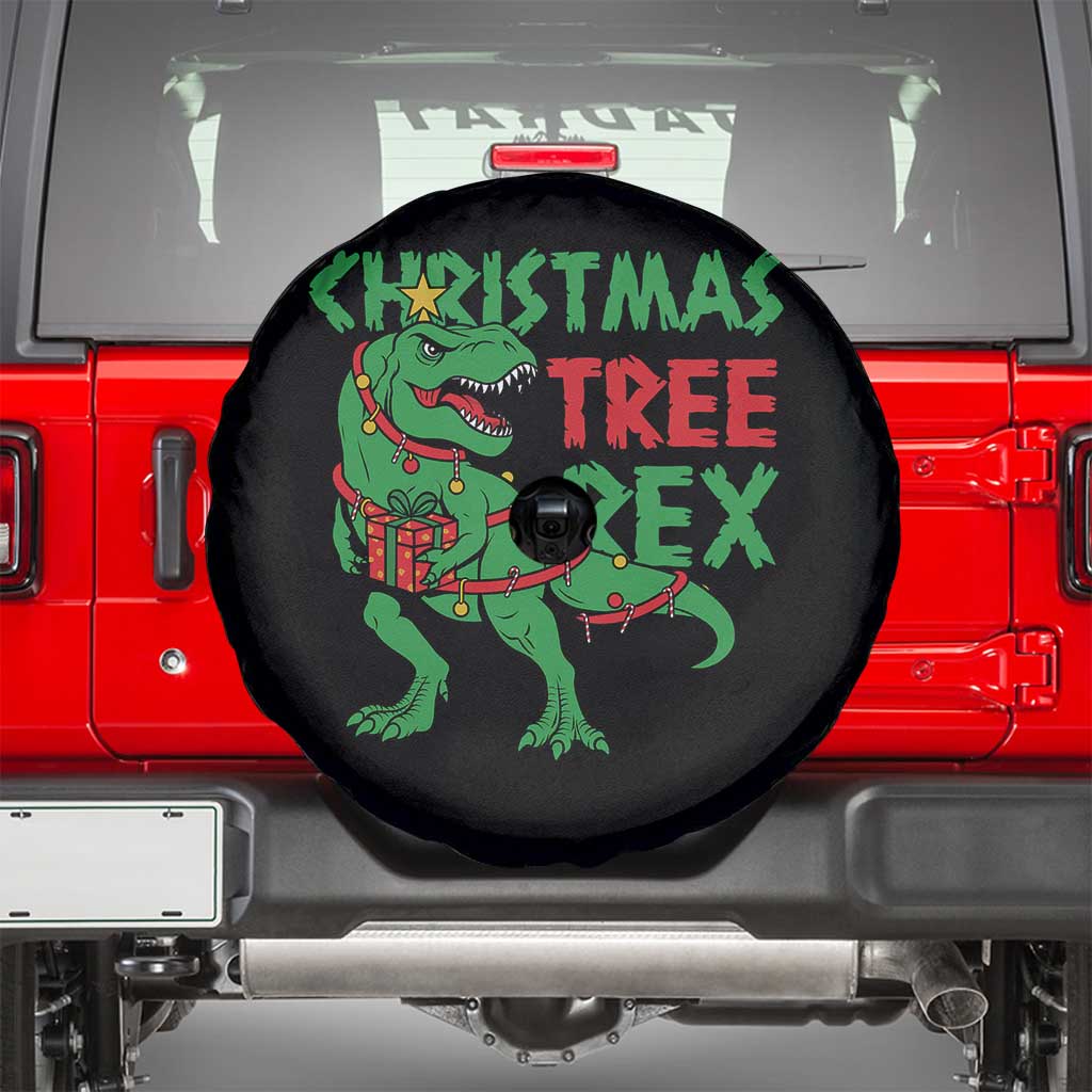 Christmas Dinosaur Spare Tire Cover Funny Tree Rex Xmas Light - Wonder Print Shop