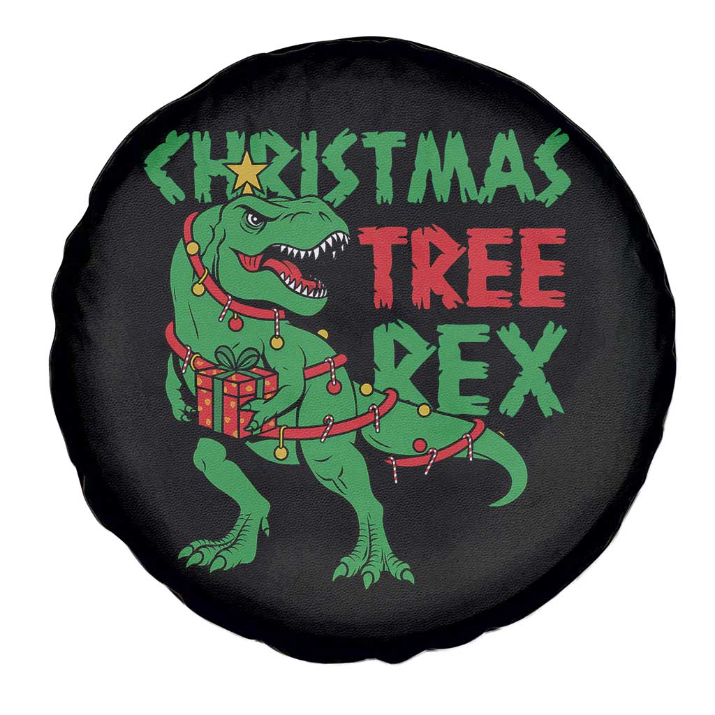 Christmas Dinosaur Spare Tire Cover Funny Tree Rex Xmas Light - Wonder Print Shop
