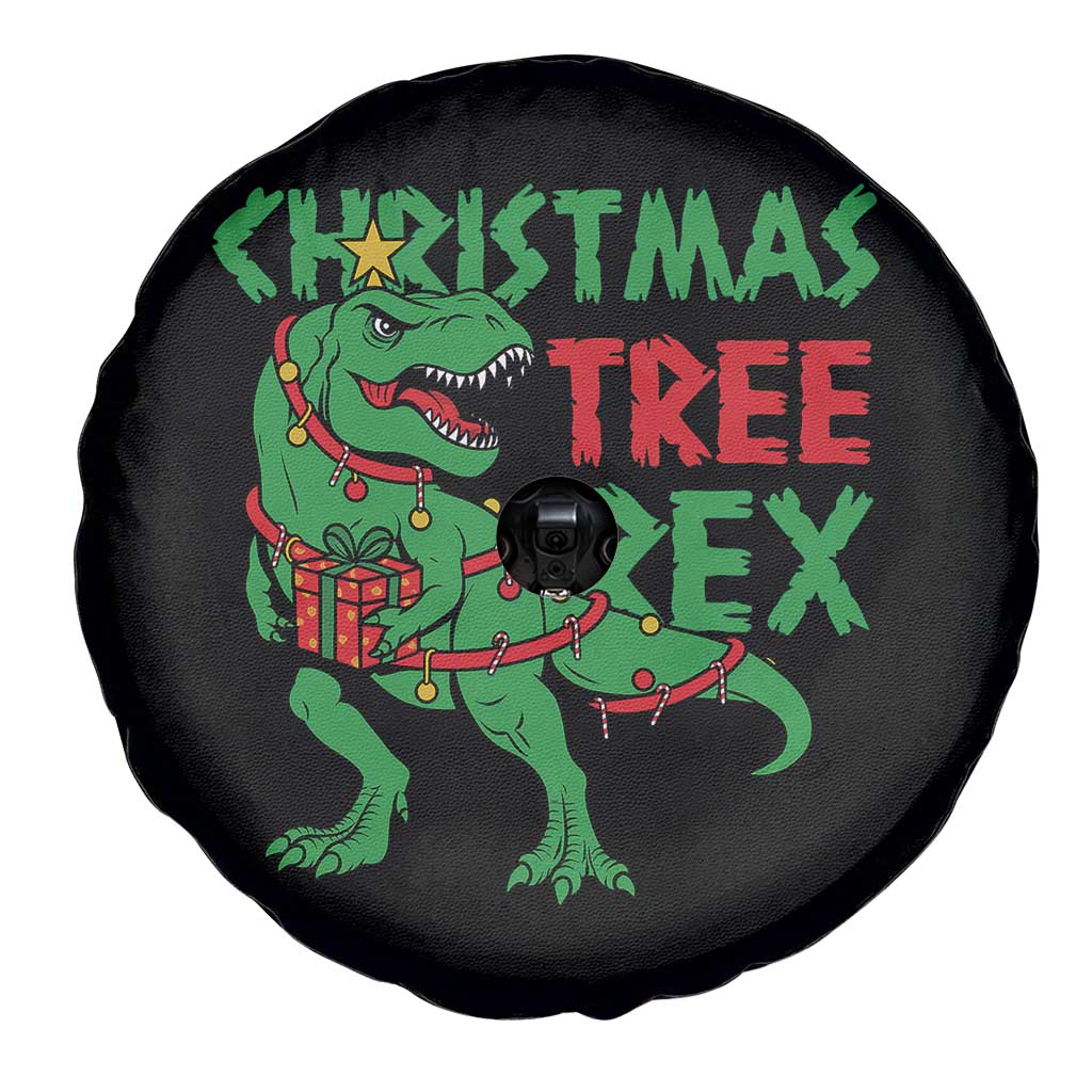 Christmas Dinosaur Spare Tire Cover Funny Tree Rex Xmas Light - Wonder Print Shop
