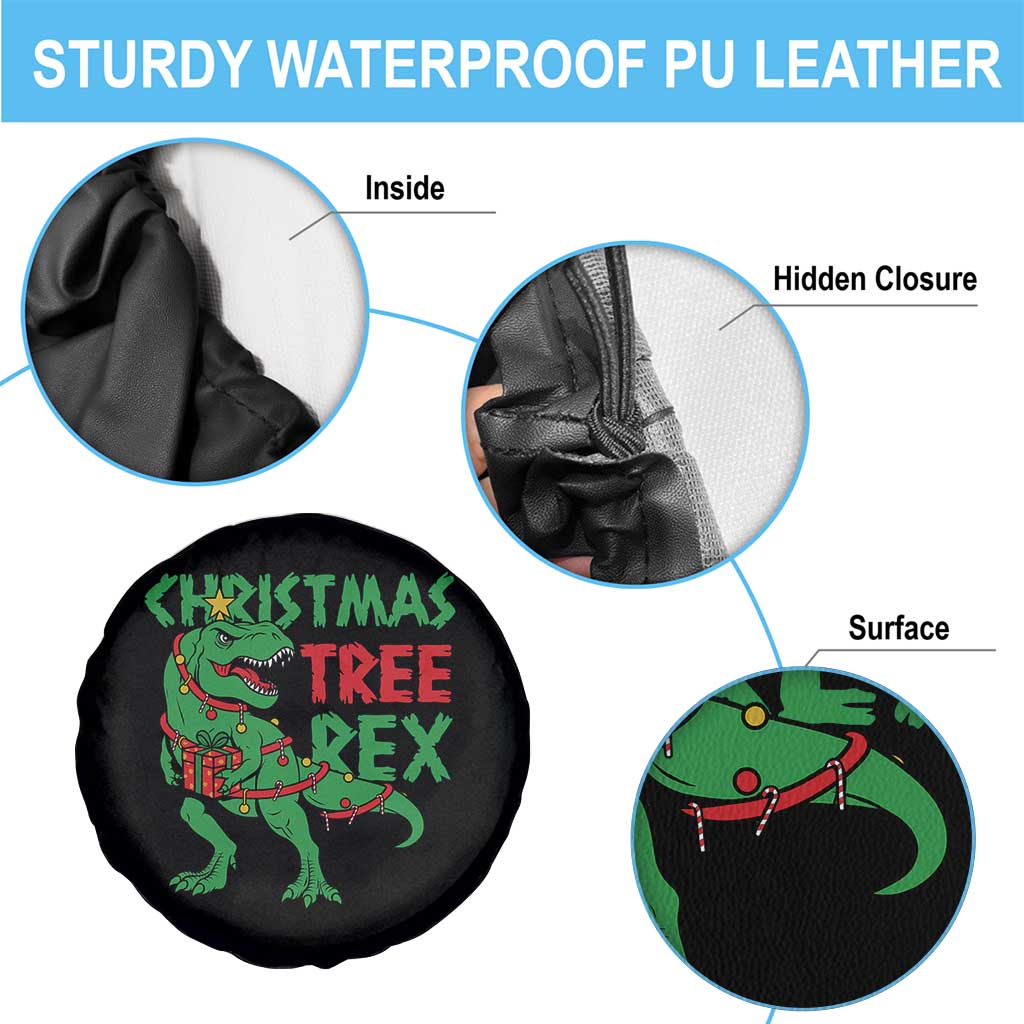 Christmas Dinosaur Spare Tire Cover Funny Tree Rex Xmas Light - Wonder Print Shop