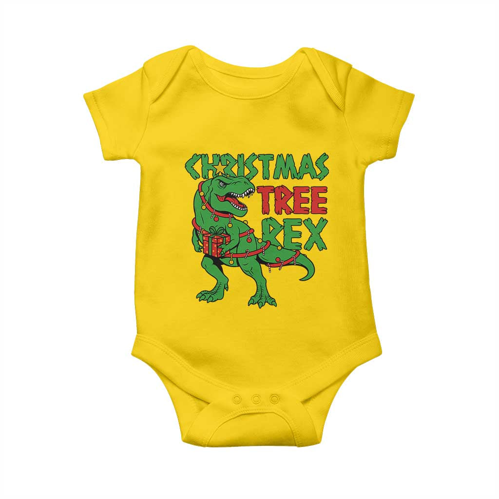 Christmas Dinosaur Baby Onesie Funny Tree Rex Xmas Light - Wonder Print Shop