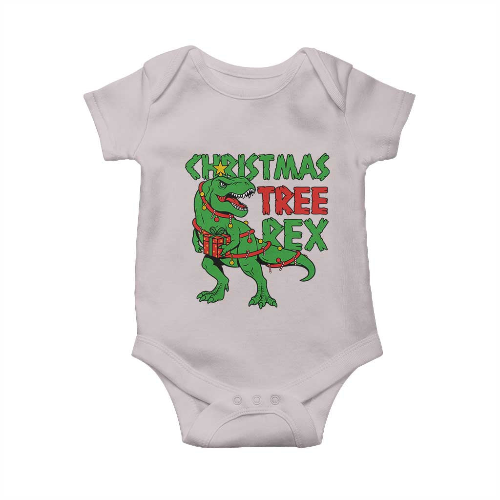 Christmas Dinosaur Baby Onesie Funny Tree Rex Xmas Light - Wonder Print Shop