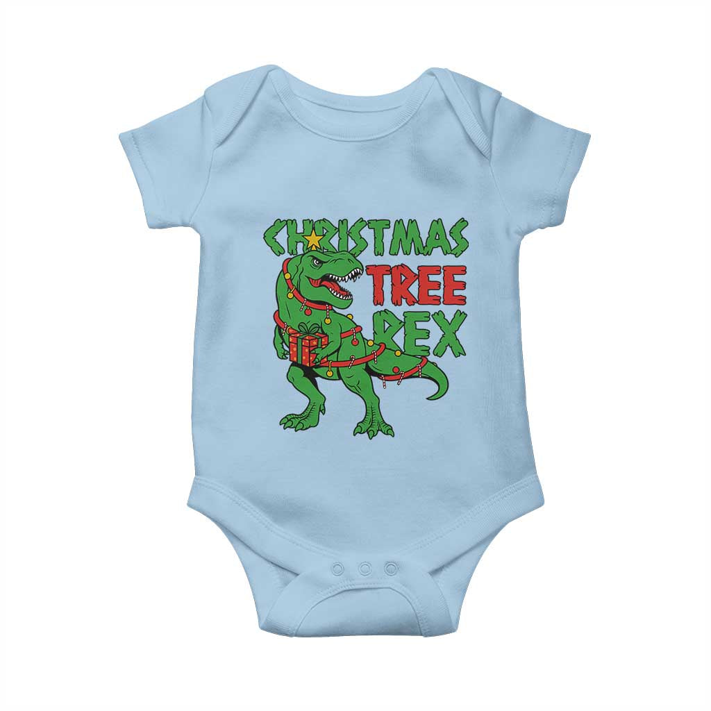 Christmas Dinosaur Baby Onesie Funny Tree Rex Xmas Light - Wonder Print Shop