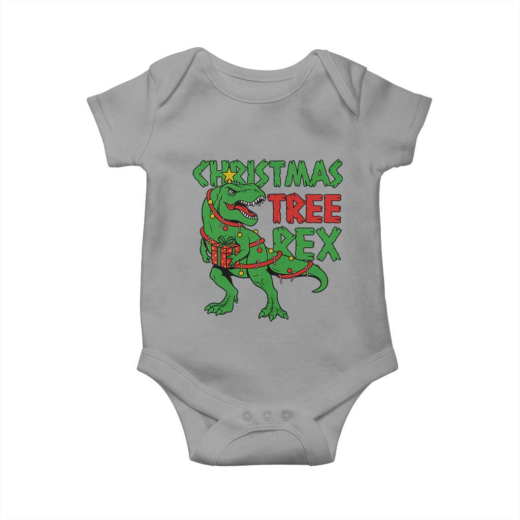 Christmas Dinosaur Baby Onesie Funny Tree Rex Xmas Light - Wonder Print Shop