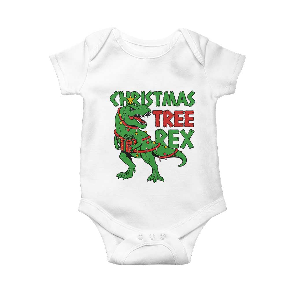 Christmas Dinosaur Baby Onesie Funny Tree Rex Xmas Light - Wonder Print Shop