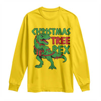 Christmas Dinosaur Long Sleeve Shirt Funny Tree Rex Xmas Light - Wonder Print Shop