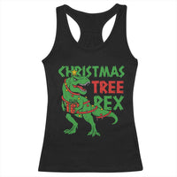 Christmas Dinosaur Racerback Tank Top Funny Tree Rex Xmas Light - Wonder Print Shop