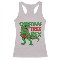 Christmas Dinosaur Racerback Tank Top Funny Tree Rex Xmas Light - Wonder Print Shop